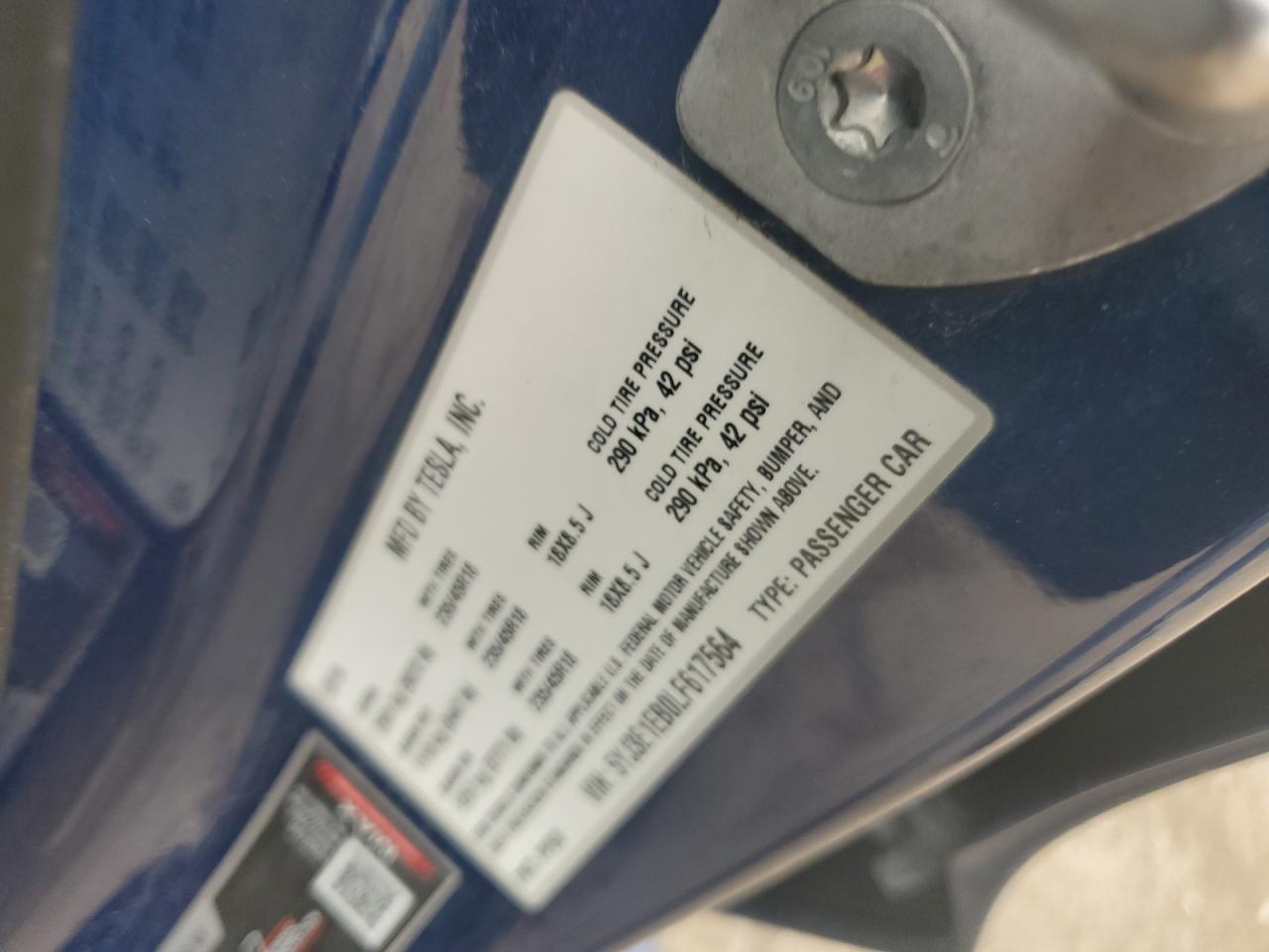 2020 Tesla Model 3 VIN: 5YJ3E1EB0LF617564 Lot: 64581405