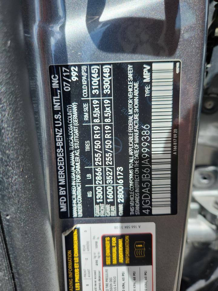 2018 Mercedes-Benz Gle 350 VIN: 4JGDA5JB6JA999386 Lot: 62475405