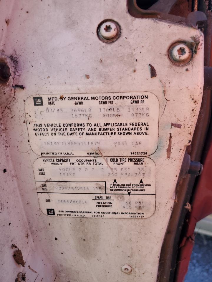 1984 Chevrolet Corvette VIN: 1G1AY0785E5111879 Lot: 66500815