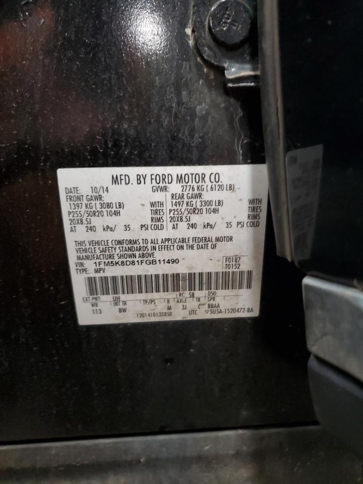 2015 Ford Explorer Xlt VIN: 1FM5K8D81FGB11490 Lot: 64882975
