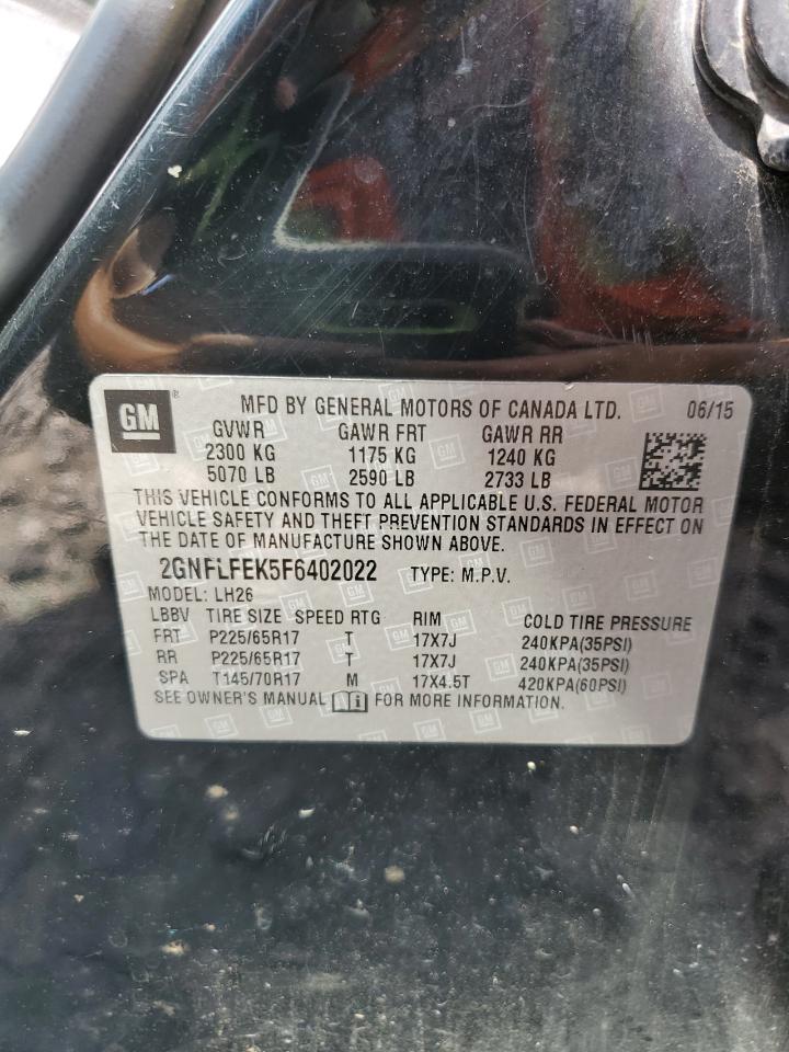 2015 Chevrolet Equinox Lt VIN: 2GNFLFEK5F6402022 Lot: 64994705