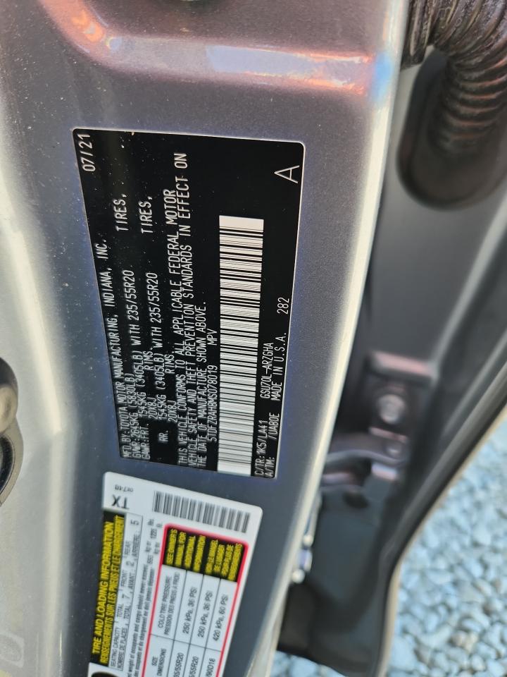 2021 Toyota Highlander Platinum VIN: 5TDFZRAH8MS078019 Lot: 64873995