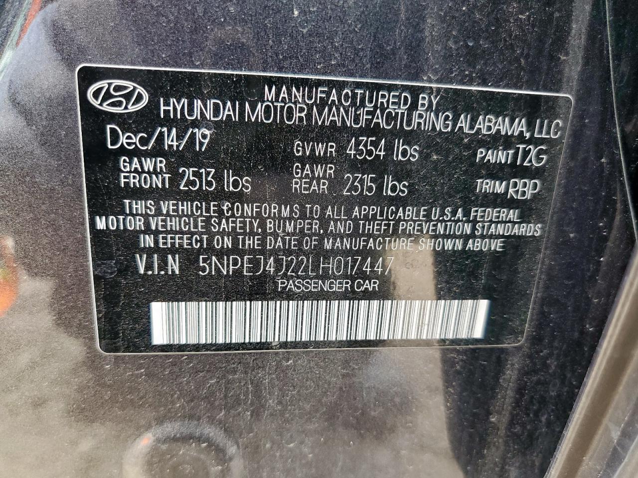2020 Hyundai Sonata Sel Plus VIN: 5NPEJ4J22LH017447 Lot: 63785275