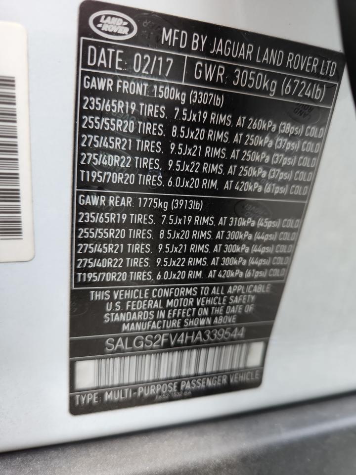 2017 Land Rover Range Rover Hse VIN: SALGS2FV4HA339544 Lot: 63998735