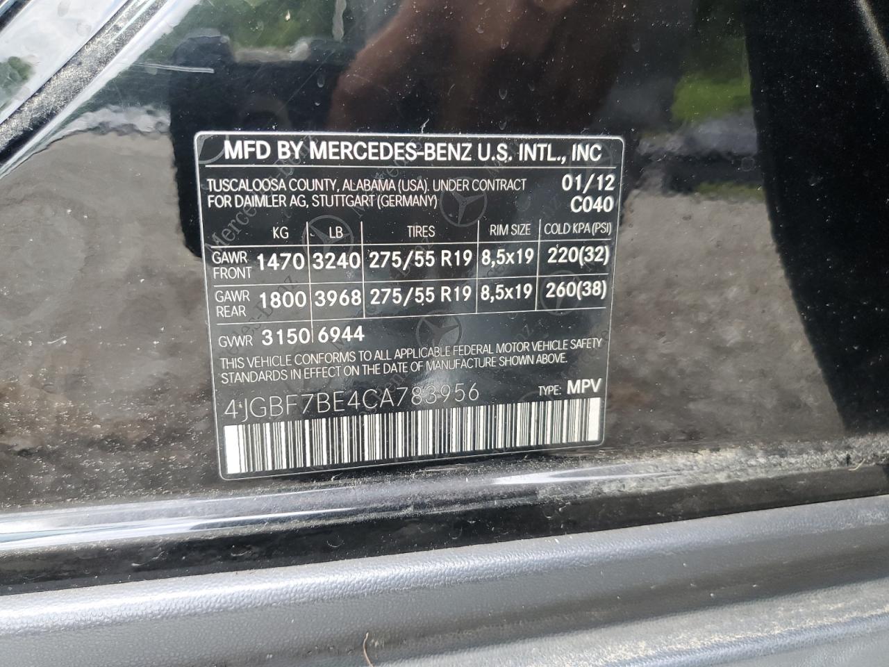 4jgbf7be4ca783956 4JGBF7BE4CA783956 2012 Mercedes-Benz Gl 450 4Matic