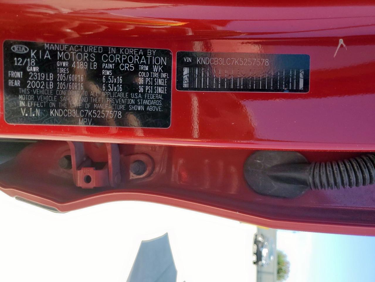 kndcb3lc7k5257578 KNDCB3LC7K5257578 2019 Kia Niro Fe