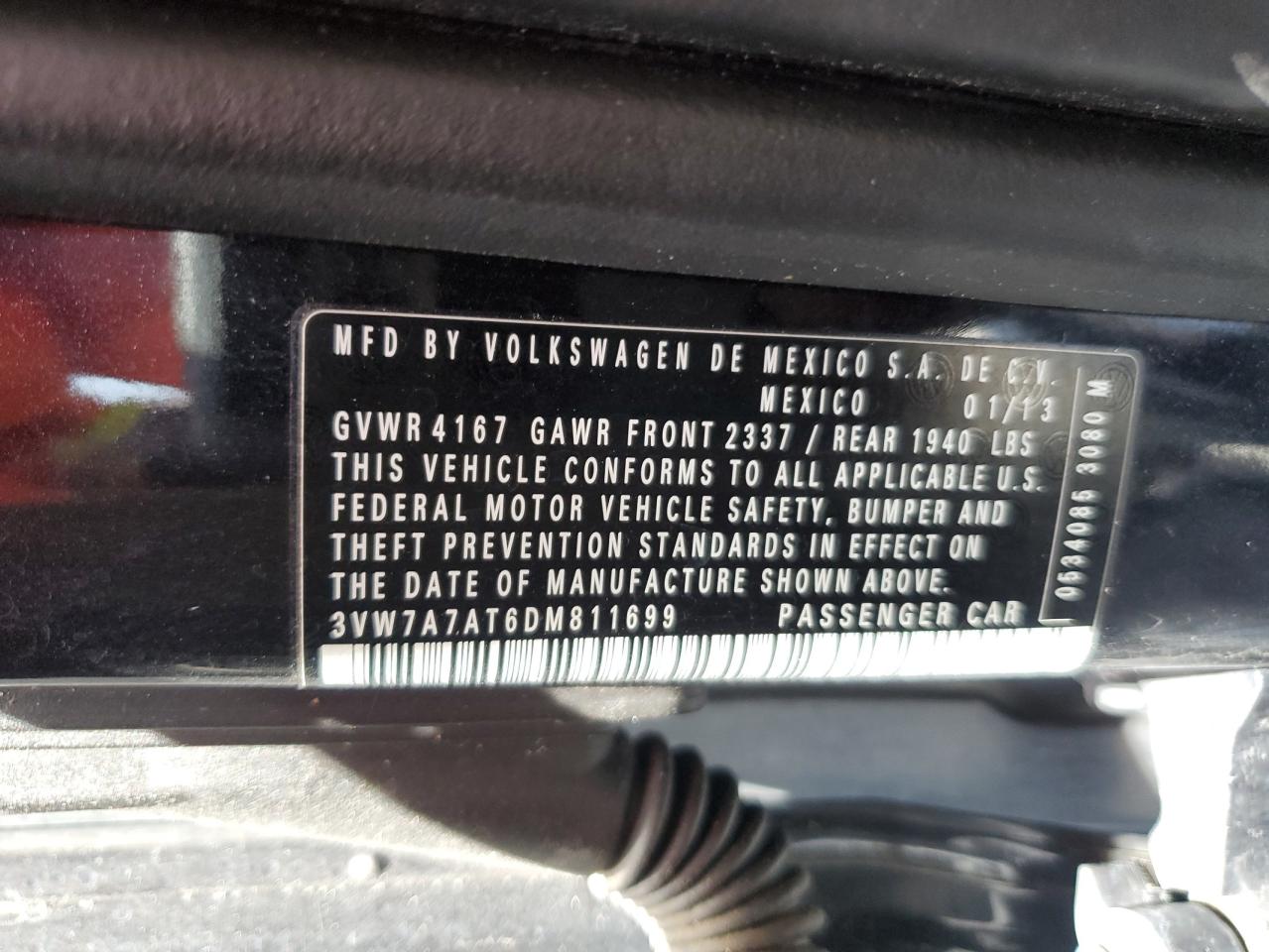 2013 Volkswagen Beetle Turbo VIN: 3VW7A7AT6DM811699 Lot: 67105975