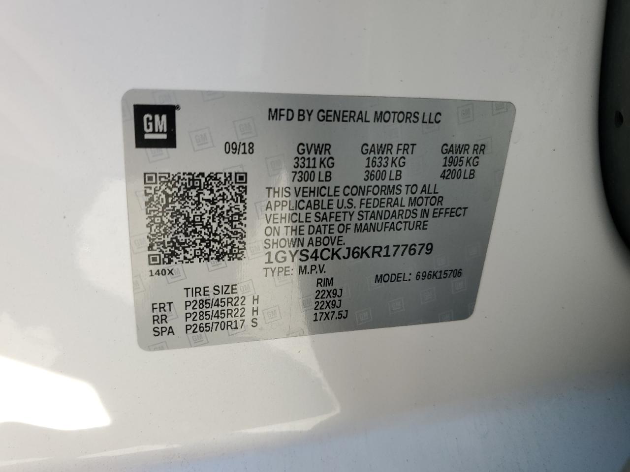 2019 Cadillac Escalade Premium Luxury VIN: 1GYS4CKJ6KR177679 Lot: 64654435