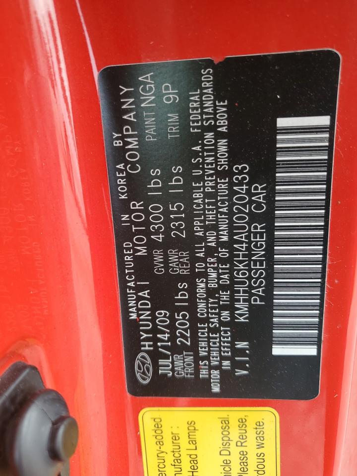 2010 Hyundai Genesis Coupe 3.8L VIN: KMHHU6KH4AU020433 Lot: 66609455