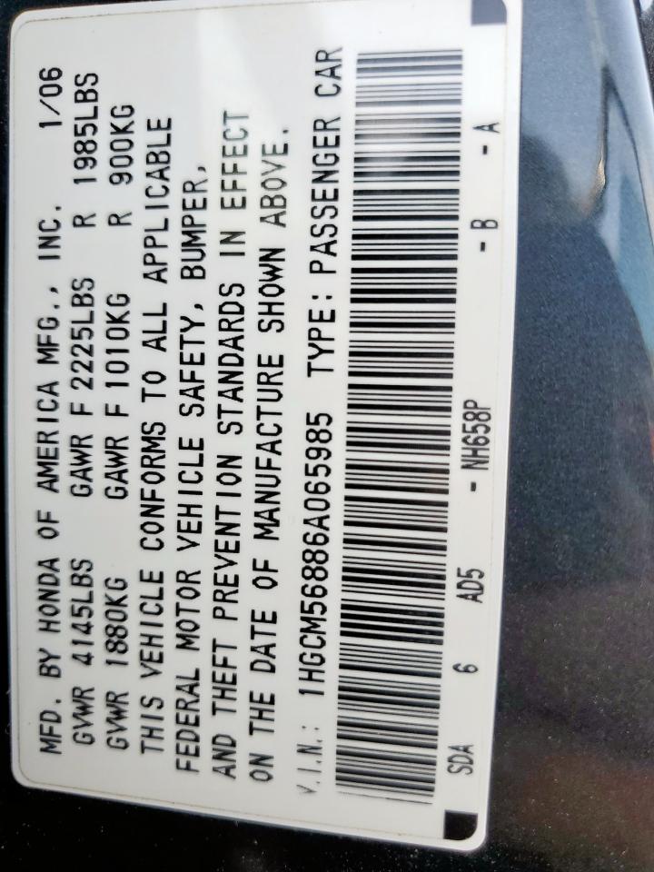2006 Honda Accord Ex VIN: 1HGCM56886A065985 Lot: 65150025