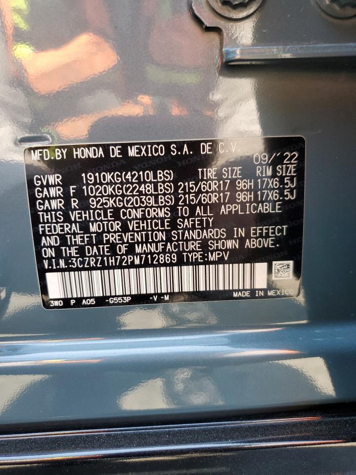 2023 Honda Hr-V Exl VIN: 3CZRZ1H72PM712869 Lot: 64832645
