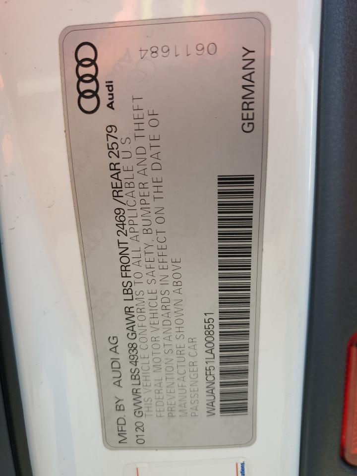 2020 Audi A5 Premium VIN: WAUANCF51LA008551 Lot: 64399145