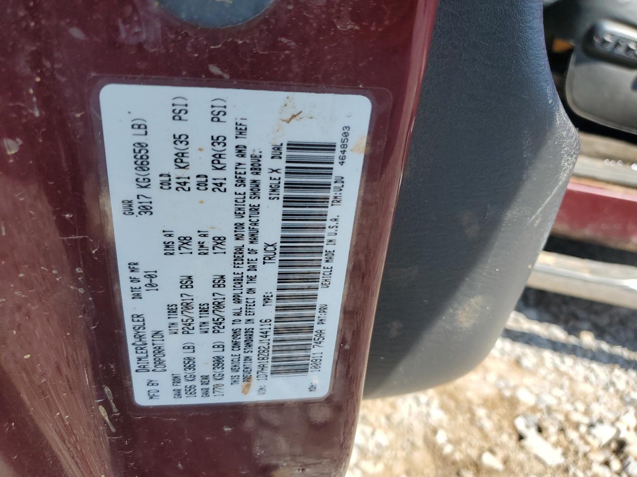 2002 Dodge Ram 1500 VIN: 1D7HA18Z82J144116 Lot: 63620415