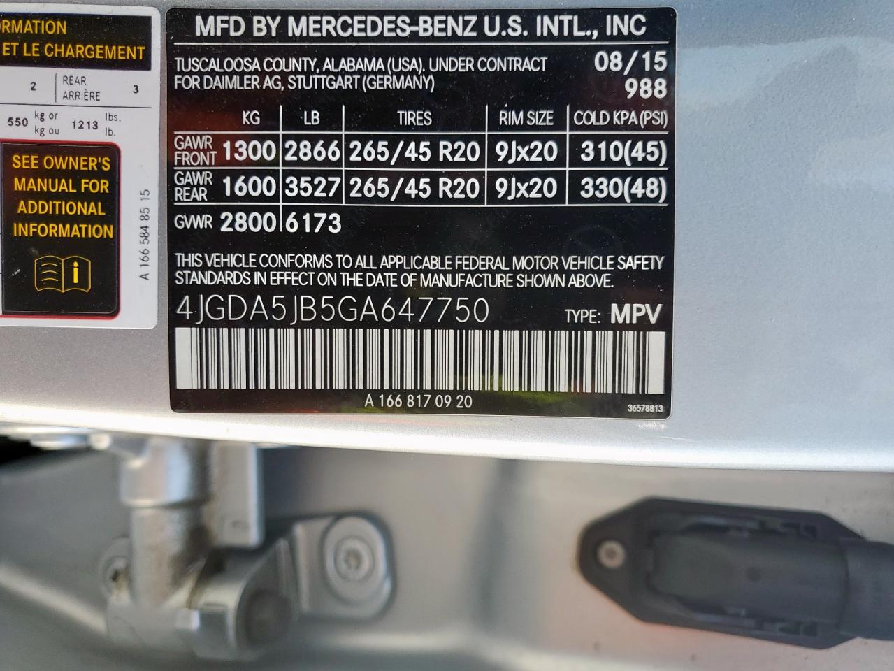 4jgda5jb5ga647750 4JGDA5JB5GA647750 2016 Mercedes-Benz Gle 350