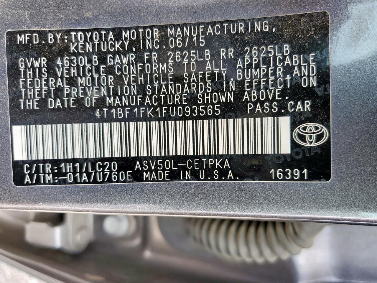 2015 Toyota Camry Le VIN: 4T1BF1FK1FU093565 Lot: 64971815