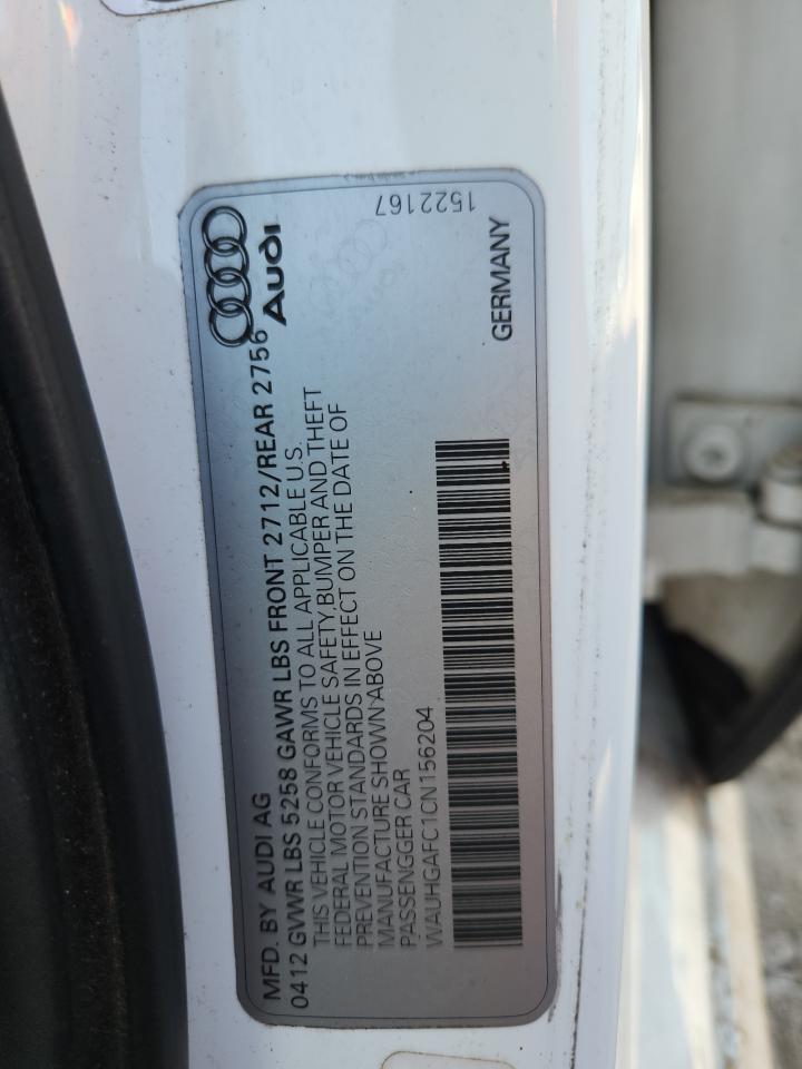 2012 Audi A6 Prestige VIN: WAUHGAFC1CN156204 Lot: 65024295