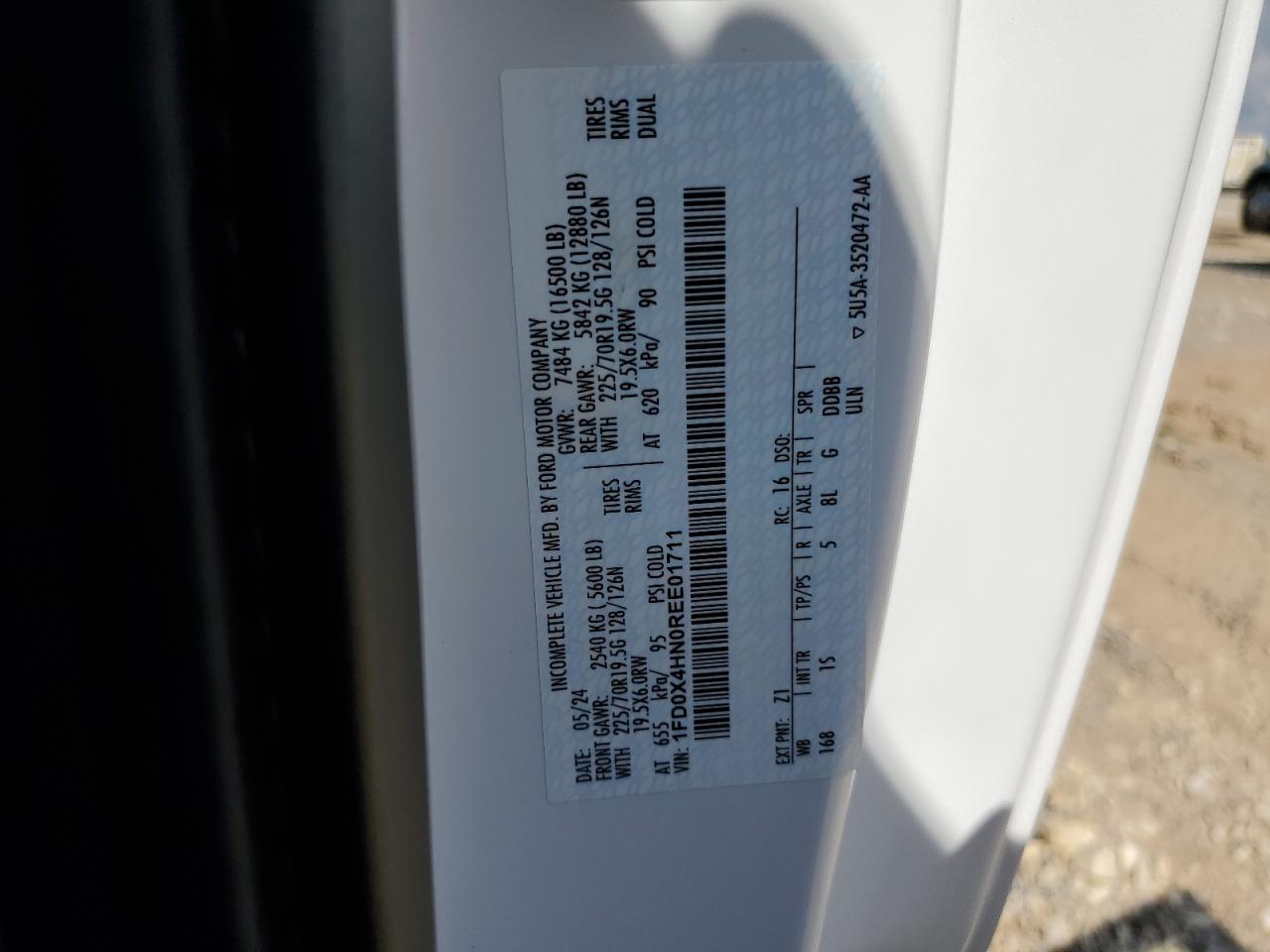 2024 Ford F450 Super Duty VIN: 1FD0X4HN0REE01711 Lot: 62709645