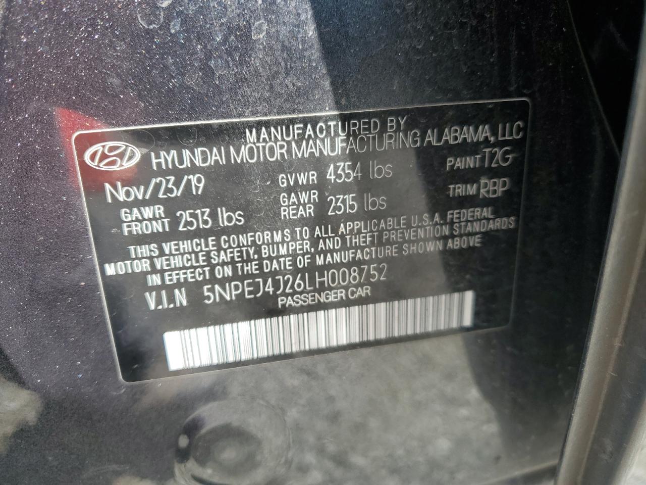 2020 Hyundai Sonata Sel Plus VIN: 5NPEJ4J26LH008752 Lot: 64257465