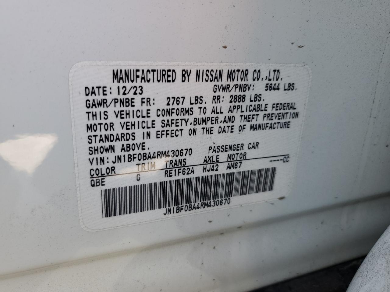 2024 Nissan Ariya Evolve+ VIN: JN1BF0BA4RM430670 Lot: 64511835