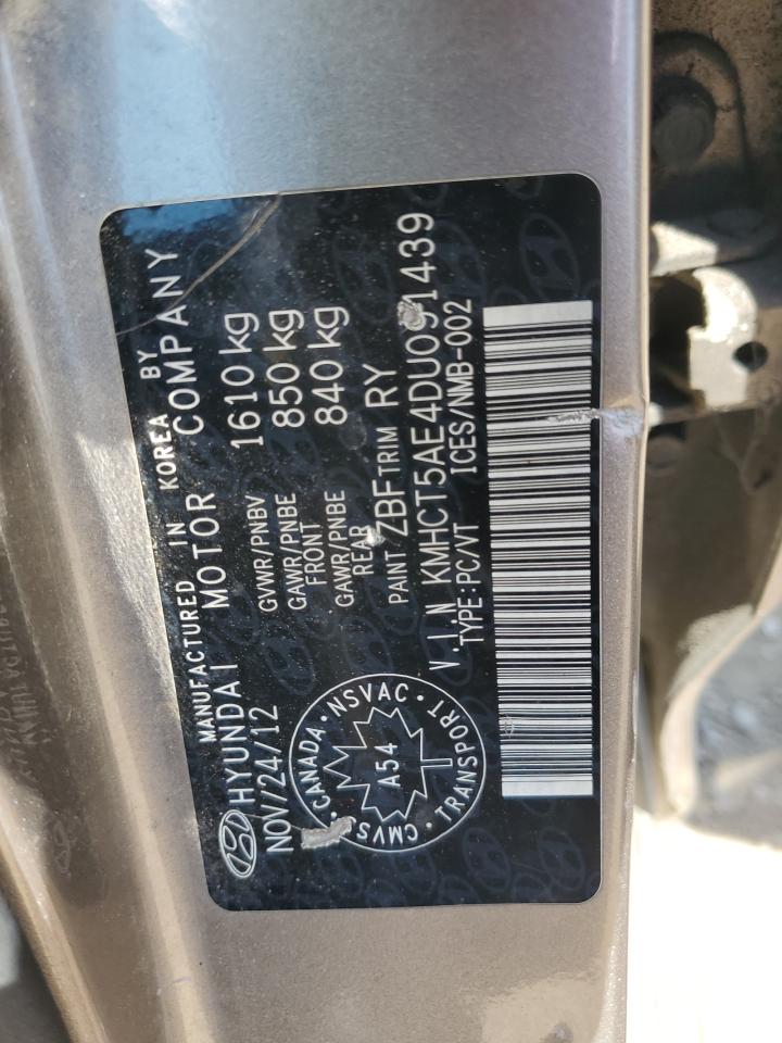 2013 Hyundai Accent Gls VIN: KMHCT5AE4DU091439 Lot: 65239265