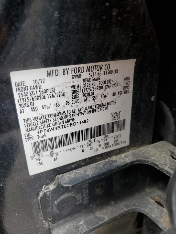 2012 Ford F350 Super Duty VIN: 1FT8W3BT6CED11482 Lot: 64170675