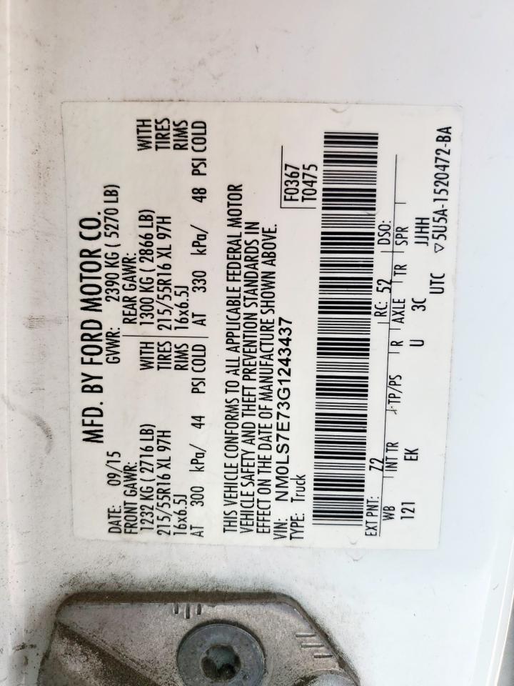 2016 Ford Transit Connect Xl VIN: NM0LS7E73G1243437 Lot: 65240545