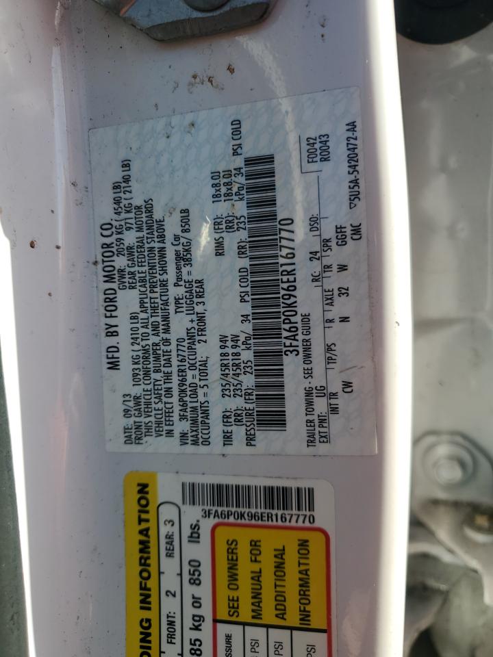 2014 Ford Fusion Titanium VIN: 3FA6P0K96ER167770 Lot: 65128065