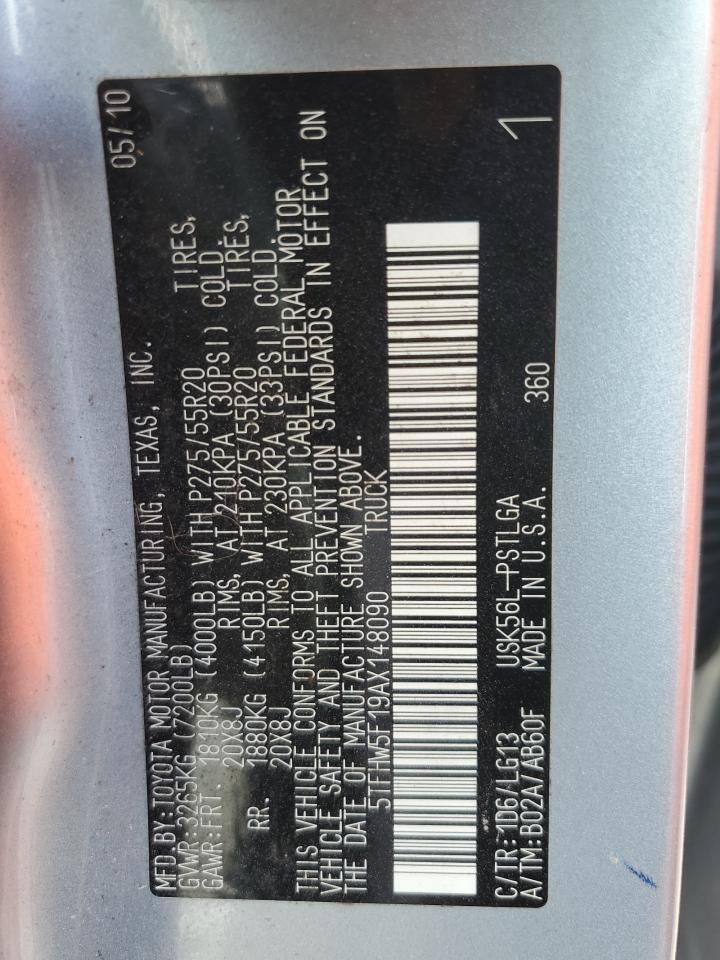 2010 Toyota Tundra Crewmax Limited VIN: 5TFHW5F19AX148090 Lot: 64610645