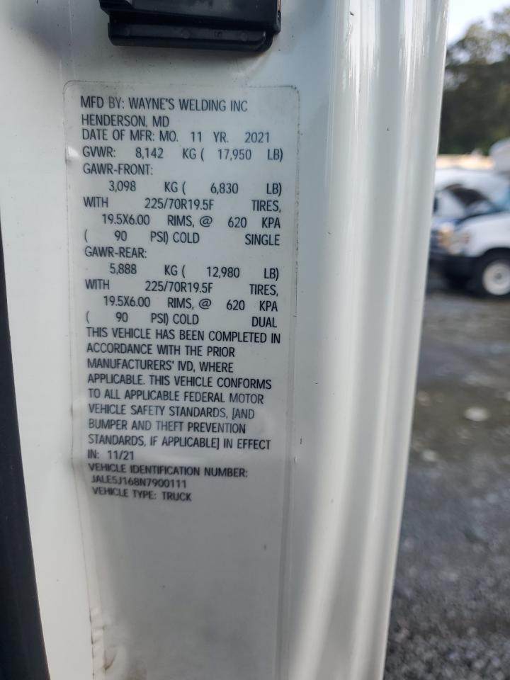 2022 Isuzu Nqr VIN: JALE5J168N7900111 Lot: 62985145