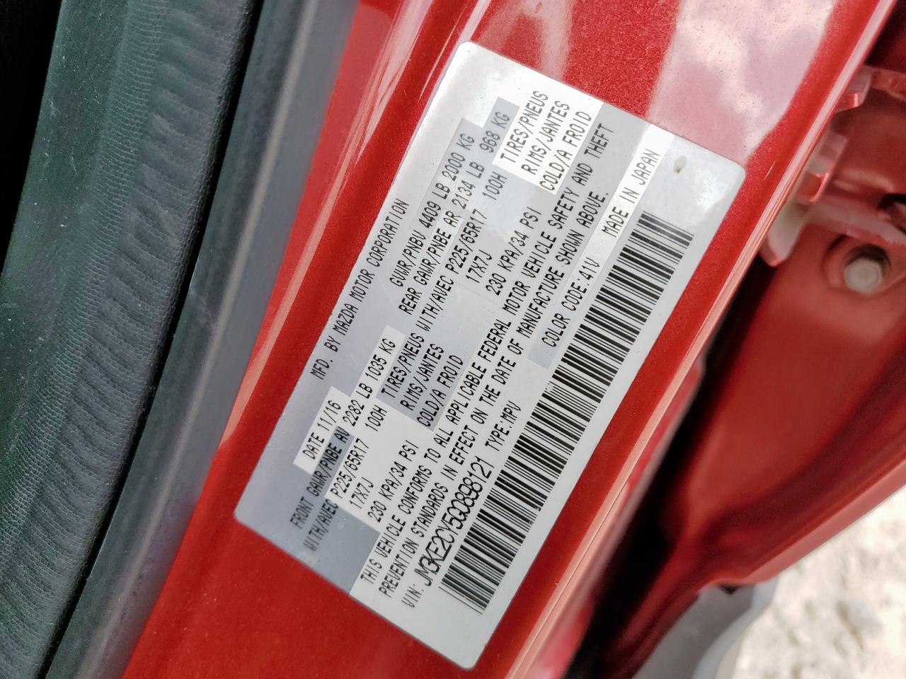 2016 Mazda Cx-5 Touring VIN: JM3KE2CY5G0898121 Lot: 61815335