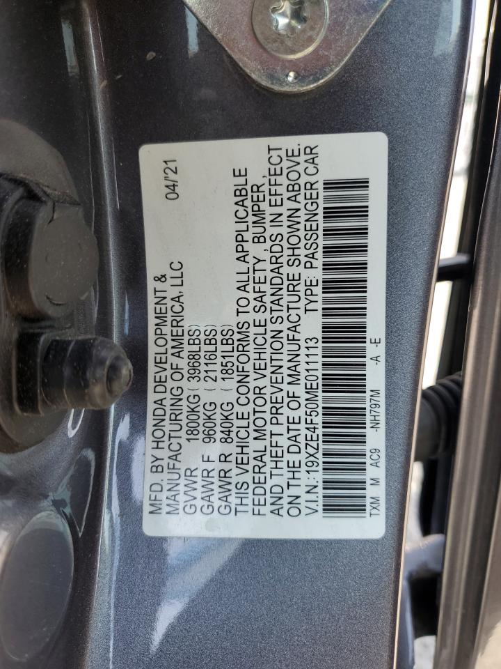 2021 Honda Insight Ex VIN: 19XZE4F50ME011113 Lot: 64760045