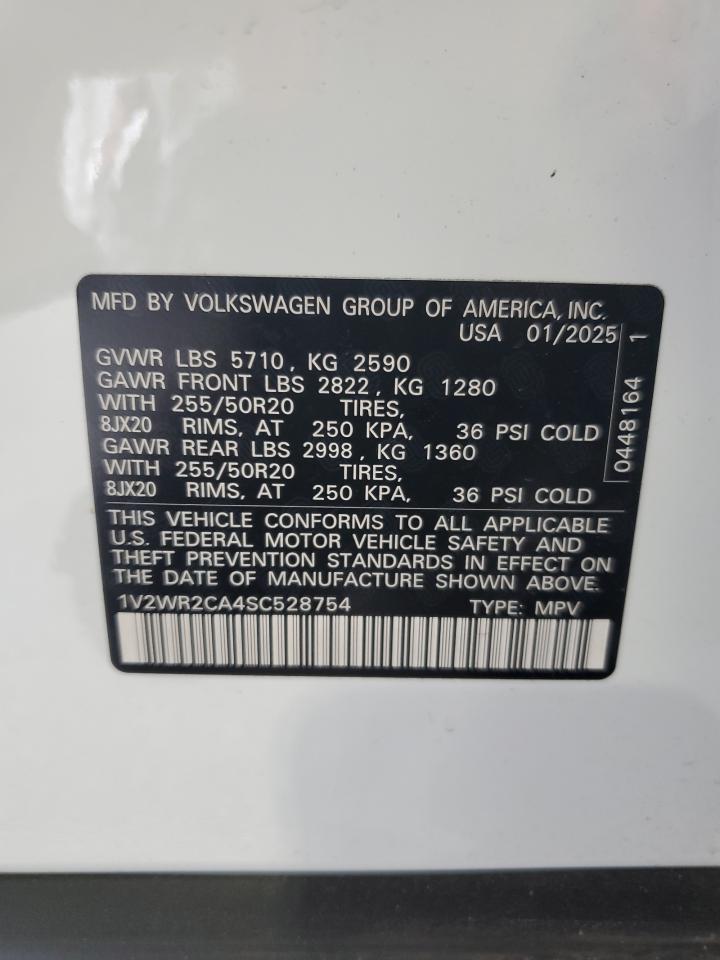 2025 Volkswagen Atlas Se VIN: 1V2WR2CA4SC528754 Lot: 63113035