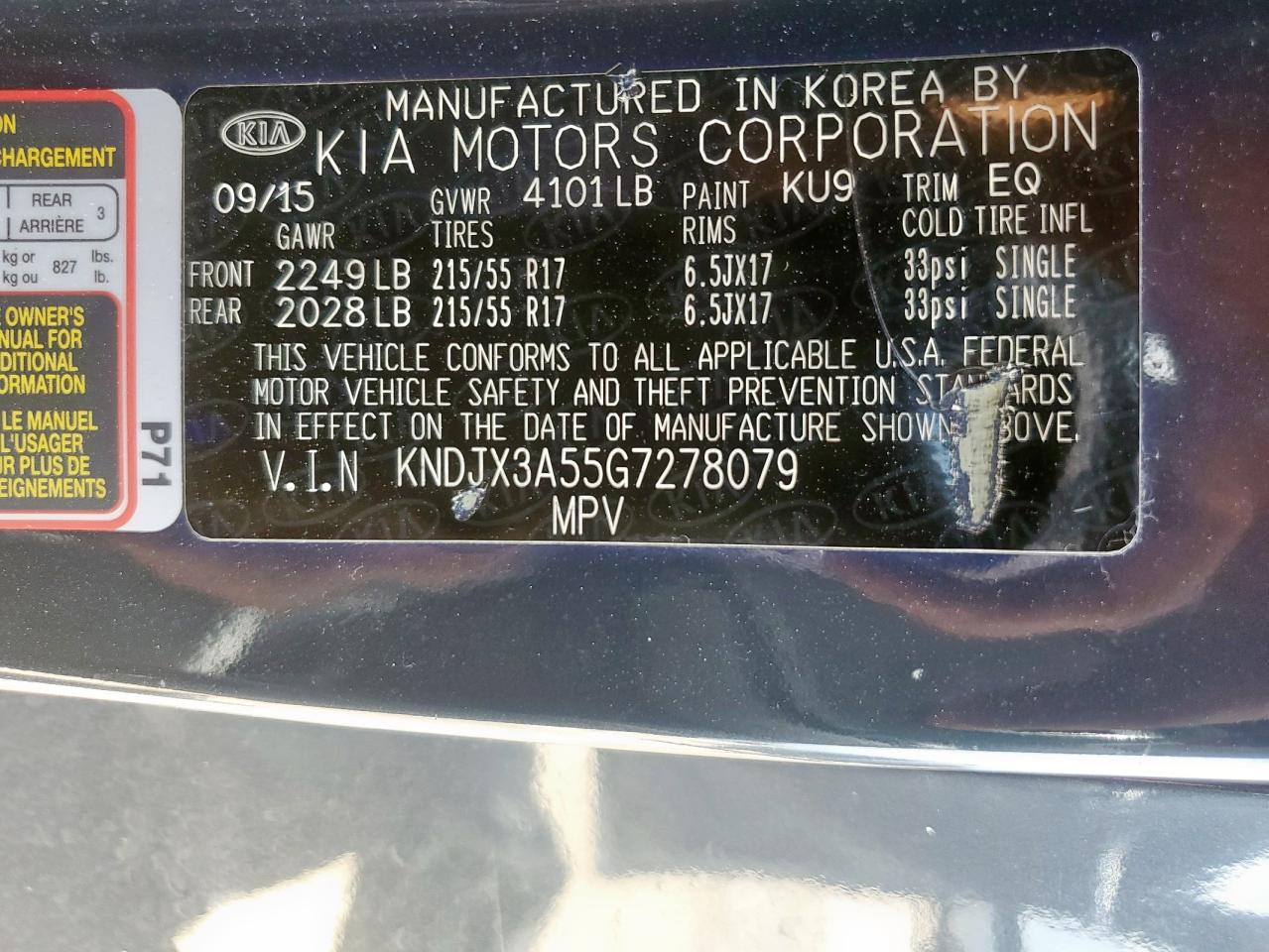 2016 Kia Soul ! VIN: KNDJX3A55G7278079 Lot: 64296505