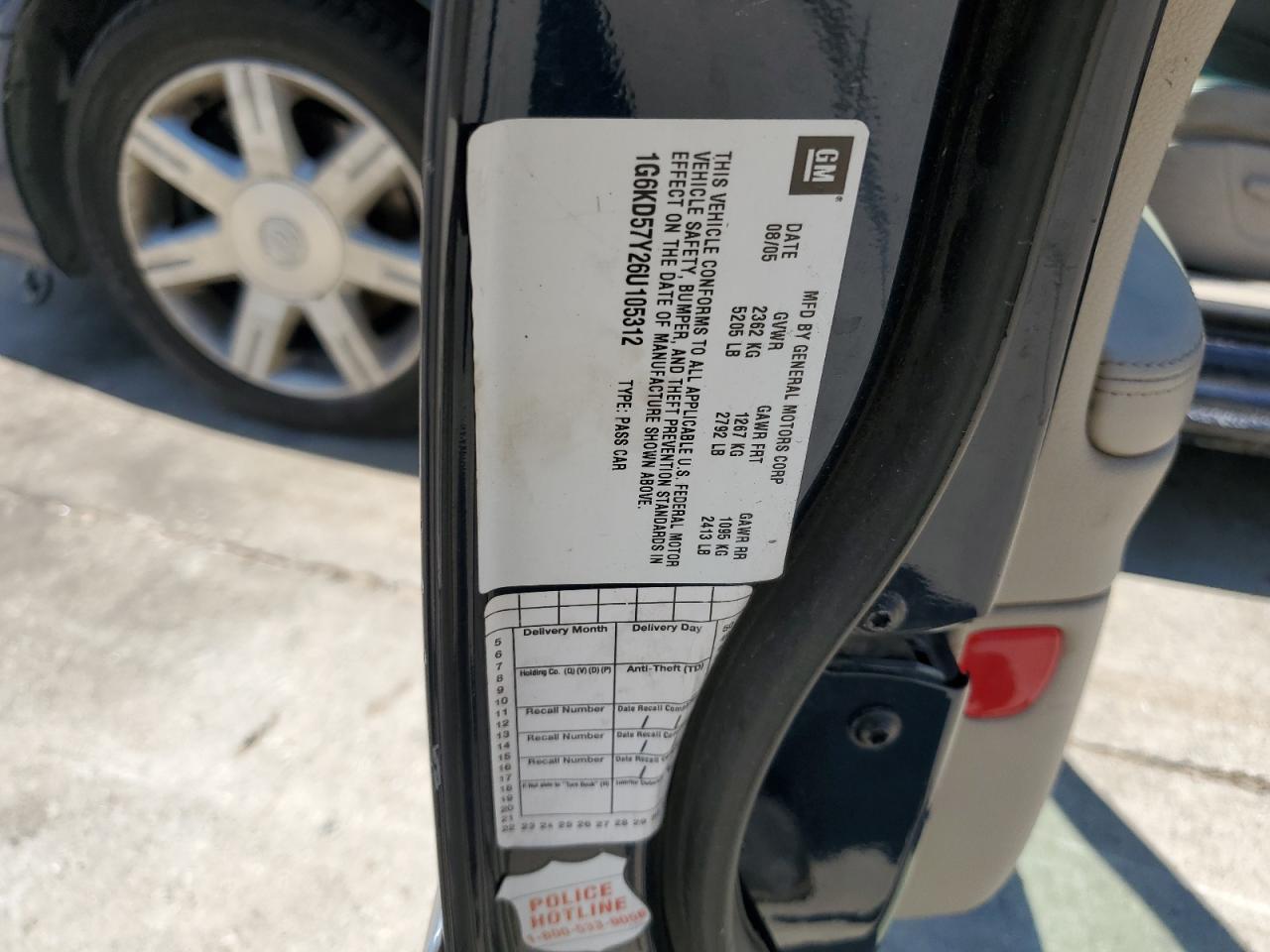 2006 Cadillac Dts VIN: 1G6KD57Y26U105312 Lot: 66807975