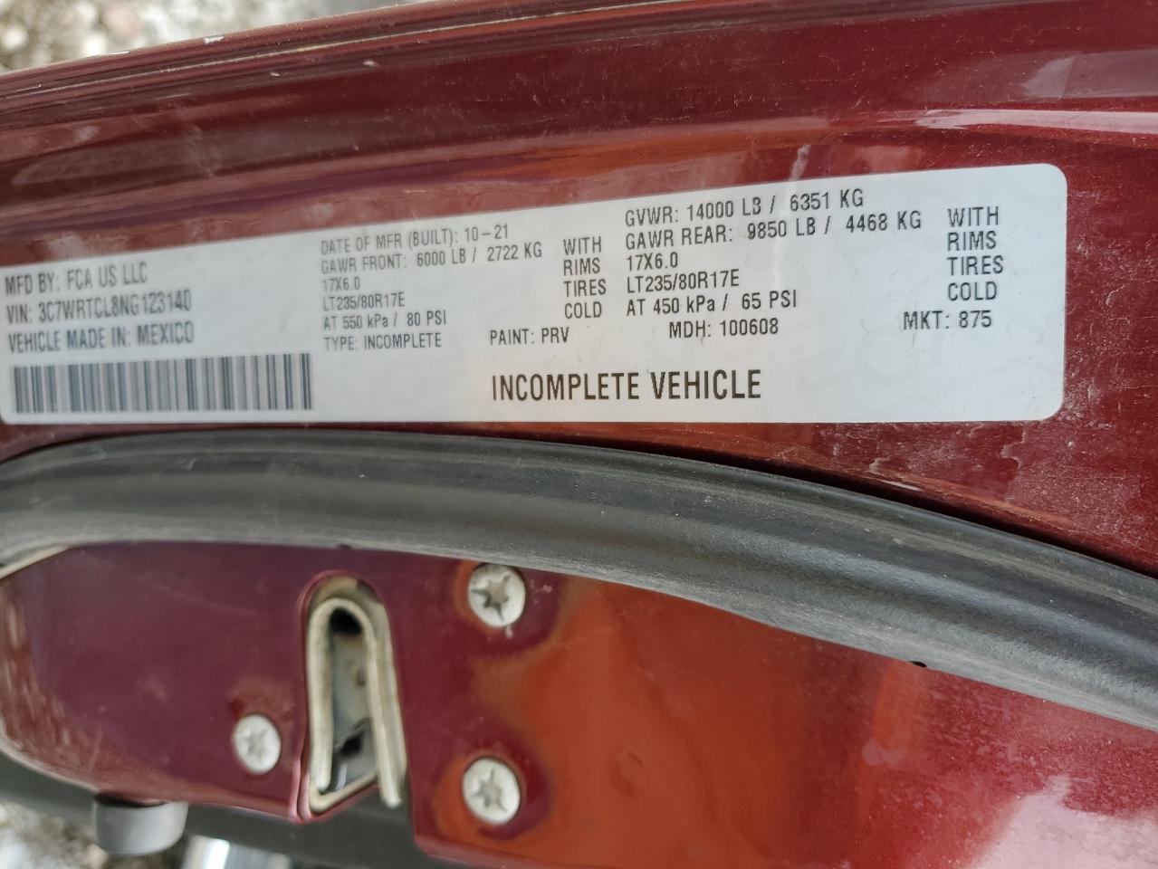 2022 Ram 3500 VIN: 3C7WRTCL8NG123140 Lot: 65382275