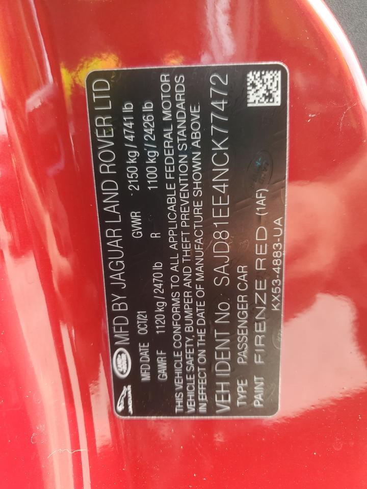 2022 Jaguar F-Type R Dynamic VIN: SAJD81EE4NCK77472 Lot: 64674525