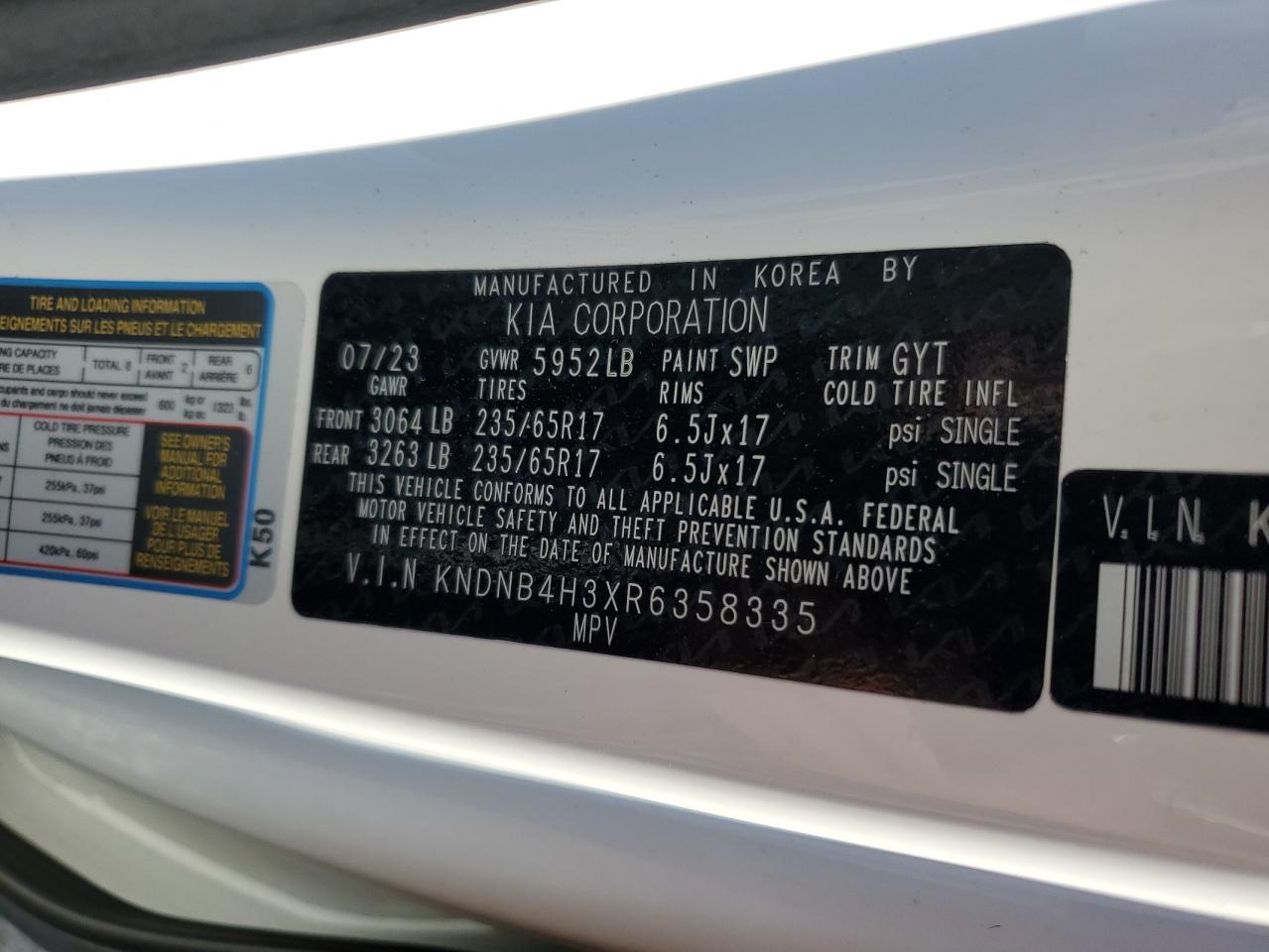 2024 Kia Carnival Lx VIN: KNDNB4H3XR6358335 Lot: 64273745