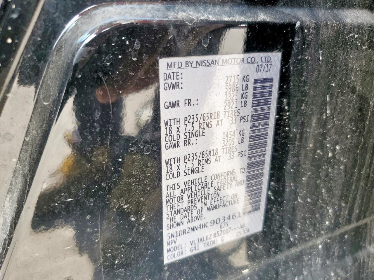 2017 Nissan Pathfinder S VIN: 5N1DR2MN4HC903461 Lot: 63943545