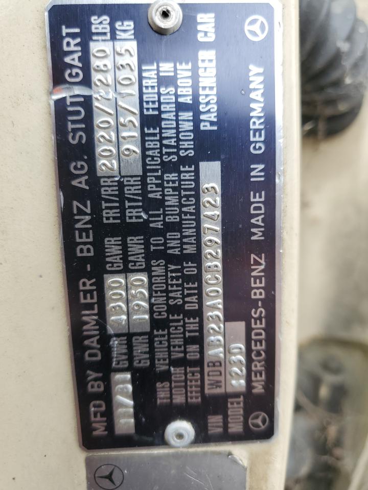 1982 Mercedes-Benz 240 D VIN: WDBAB23A0CB297423 Lot: 64999775