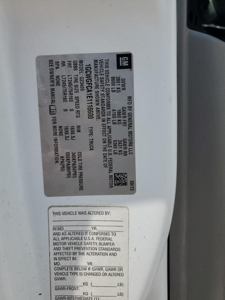 1GCWGFCA1E1116600 2014 Chevrolet Express G2500