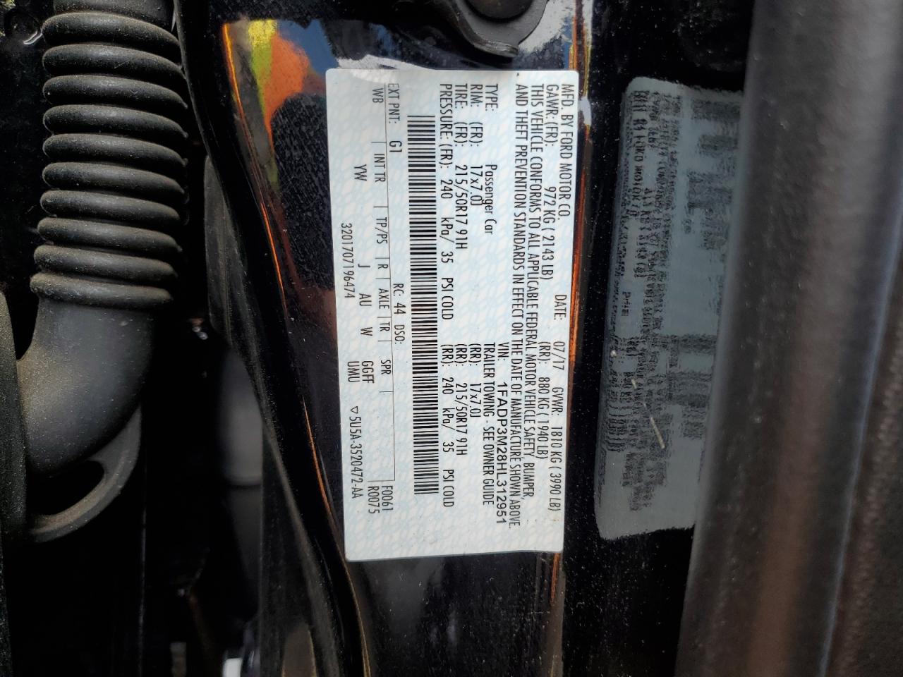 2017 Ford Focus Sel VIN: 1FADP3M28HL312951 Lot: 64879645