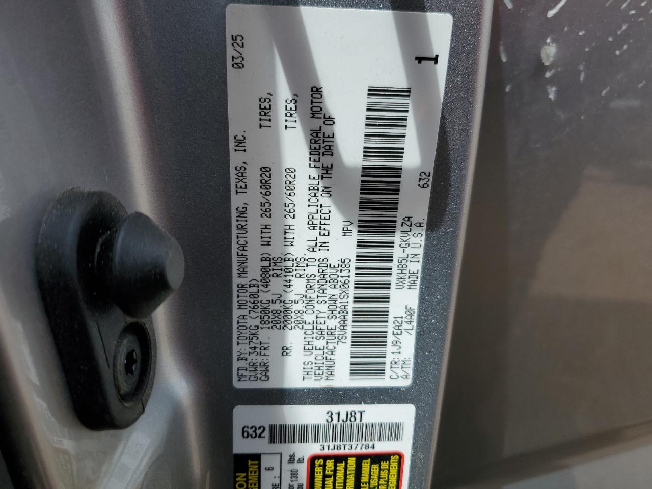 2025 Toyota Sequoia Sr5 VIN: 7SVAAABA1SX061385 Lot: 66100595