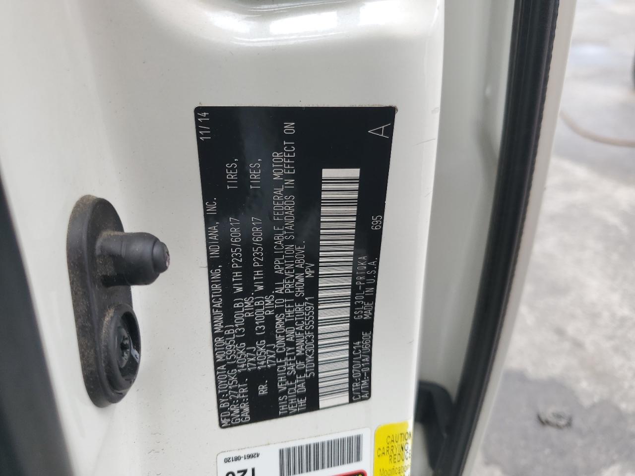 5tdyk3dc3fs555971 5TDYK3DC3FS555971 2015 Toyota Sienna Xle