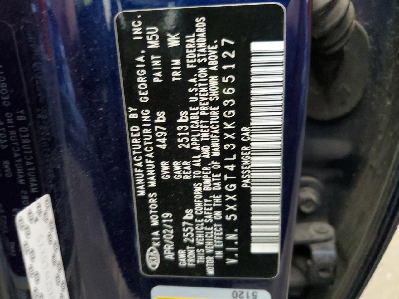 2019 Kia Optima Lx VIN: 5XXGT4L3XKG365127 Lot: 64488725