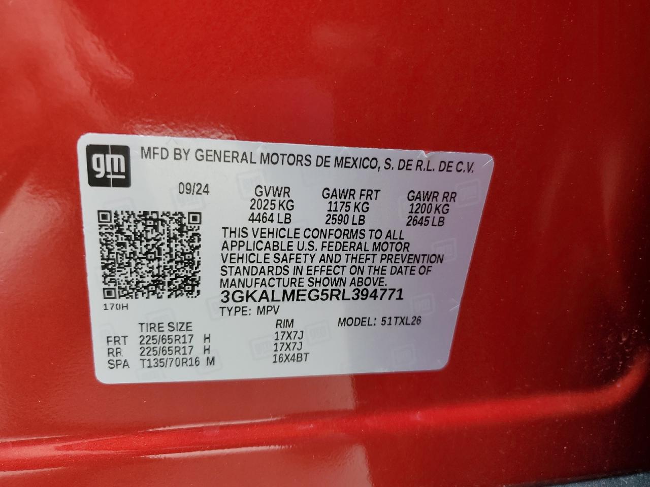 2024 GMC Terrain Sle VIN: 3GKALMEG5RL394771 Lot: 65161365