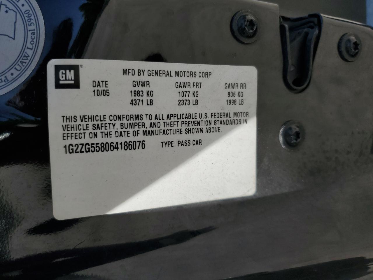 1g2zg558064186076 1G2ZG558064186076 2006 Pontiac G6 Se1