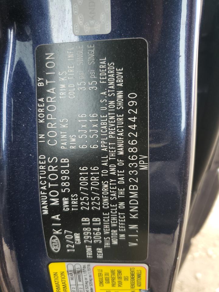 2008 Kia Sedona Ex VIN: KNDMB233686244290 Lot: 66210635