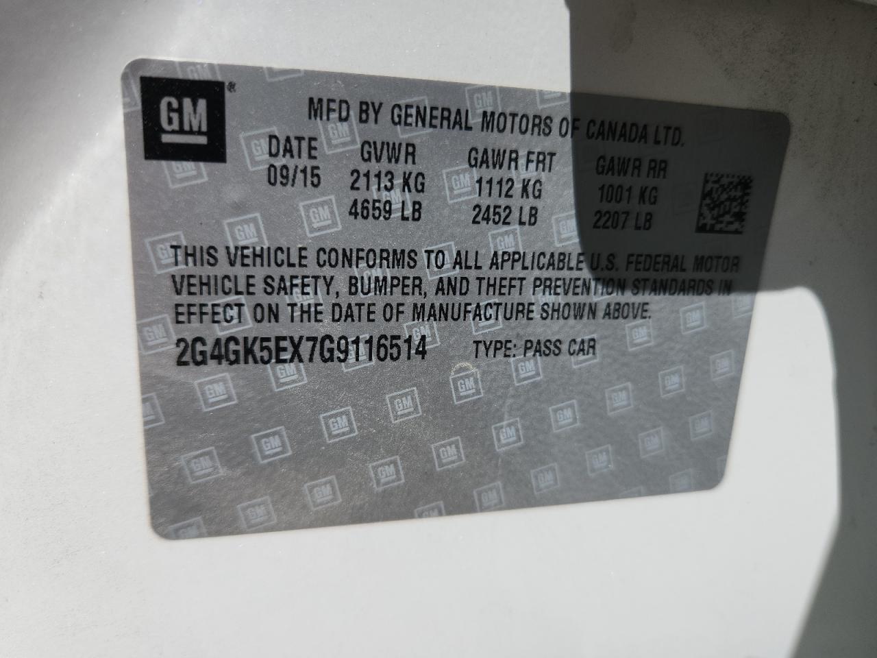 2016 Buick Regal VIN: 2G4GK5EX7G9116514 Lot: 64417535