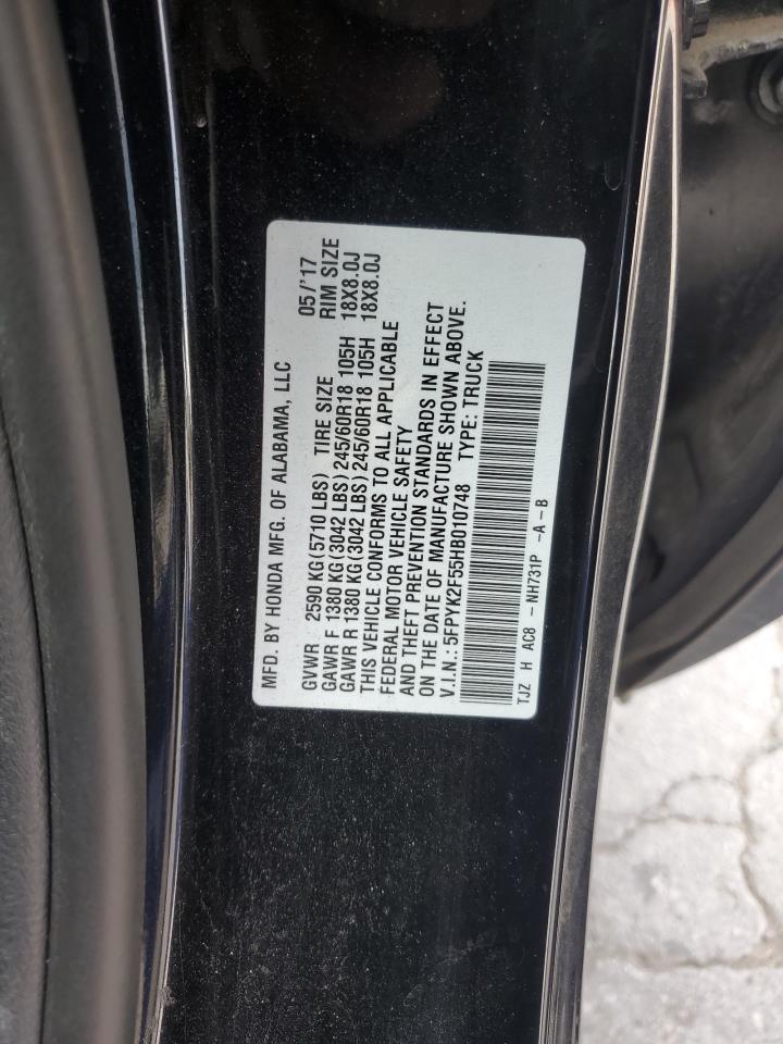 5fpyk2f55hb010748 5FPYK2F55HB010748 2017 Honda Ridgeline Rtl