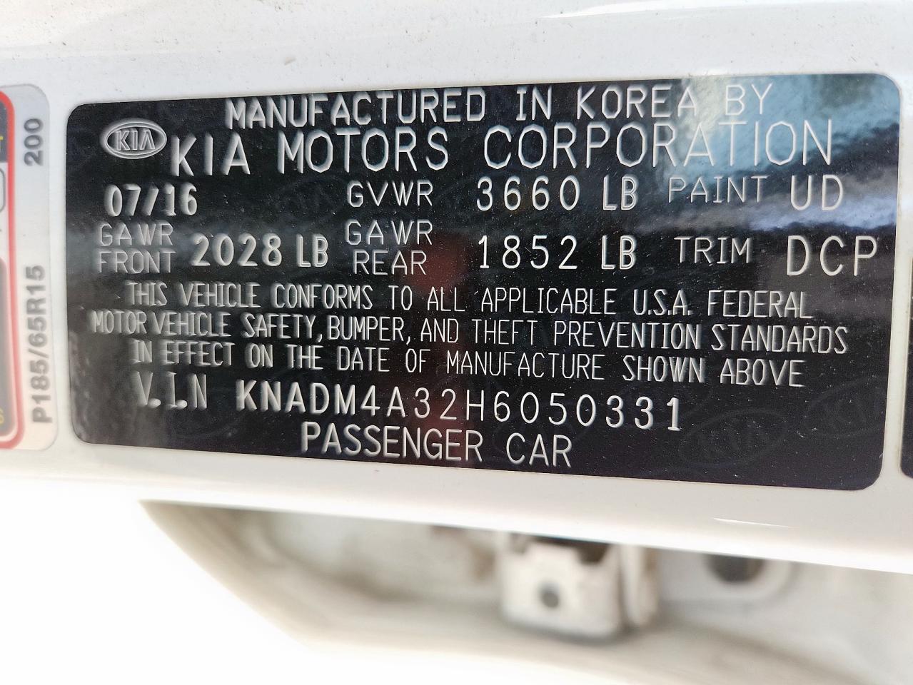 2017 Kia Rio Lx VIN: KNADM4A32H6050331 Lot: 64997835